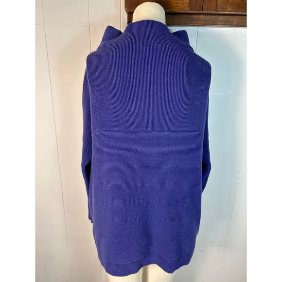 Free People Ottoman Slouchy Ribbed Mock Neck Tunic Length Sweater In Blue Size S - Picture 2 of 6